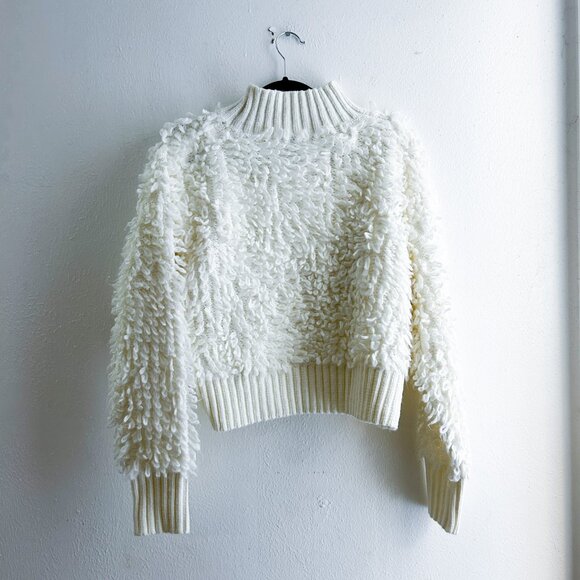 ANTHROPOLOGIE MAEVE Callahan Mock-Neck Loop-Stitch Sweater in Cream/Ivory - Picture 5 of 10